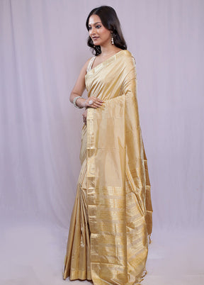 Cream Kanjivaram Pure Silk Saree With Blouse Piece - Indian Silk House Agencies