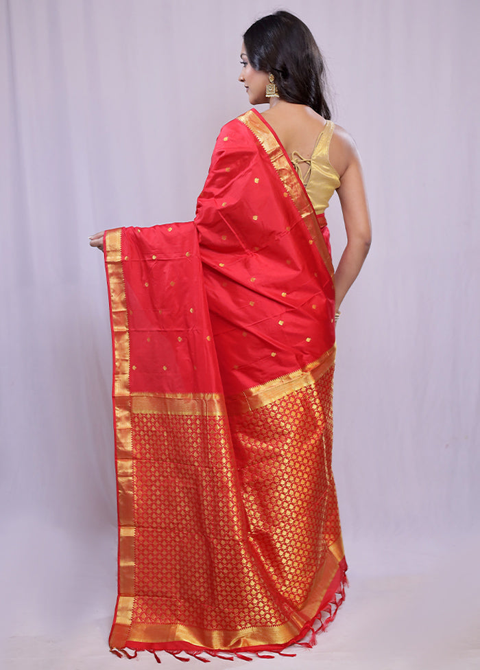 Red Kanjivaram Pure Silk Saree With Blouse Piece - Indian Silk House Agencies