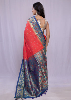 Red Kanjivaram Silk Saree With Blouse Piece - Indian Silk House Agencies