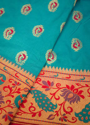 Blue Kanjivaram Silk Saree Without Blouse Piece - Indian Silk House Agencies