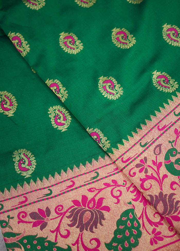 Green Kanjivaram Silk Saree Without Blouse Piece - Indian Silk House Agencies