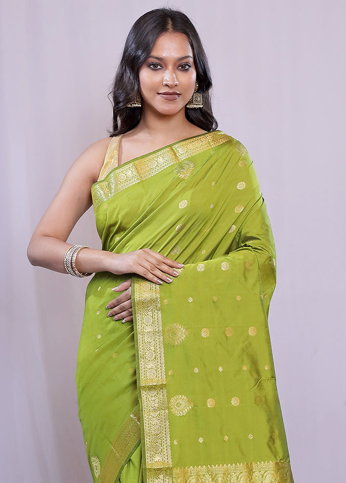 Green Kanjivaram Silk Saree With Blouse Piece - Indian Silk House Agencies