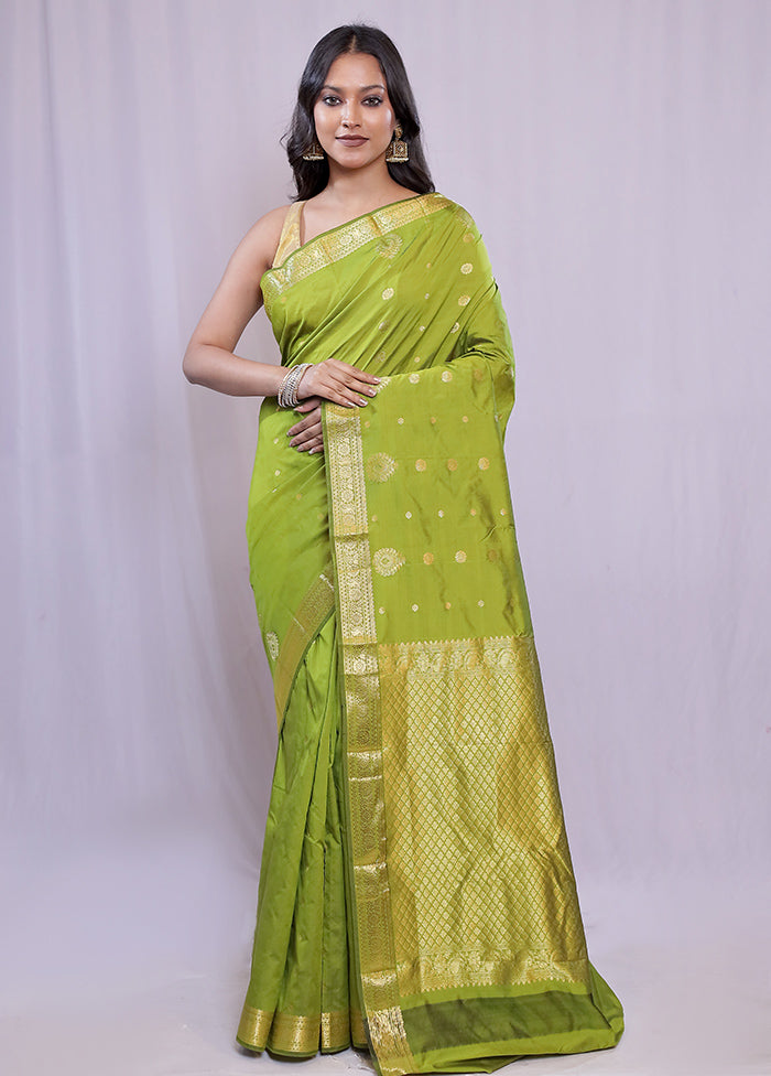 Green Kanjivaram Silk Saree With Blouse Piece - Indian Silk House Agencies