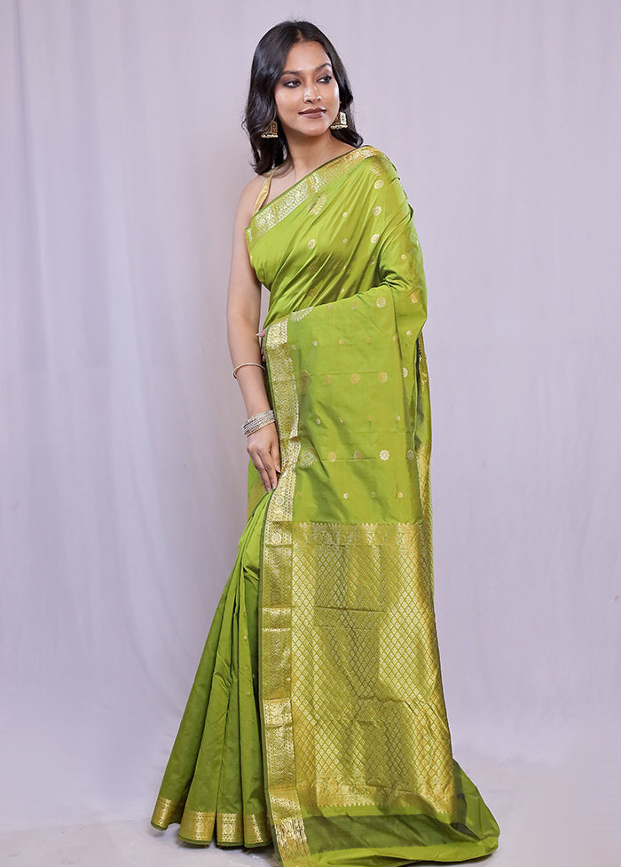 Green Kanjivaram Silk Saree With Blouse Piece - Indian Silk House Agencies