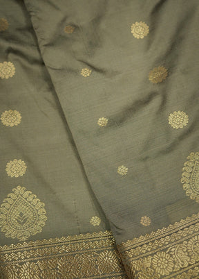 Grey Kanjivaram Silk Saree With Blouse Piece - Indian Silk House Agencies