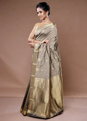 Grey Kanjivaram Silk Saree With Blouse Piece - Indian Silk House Agencies