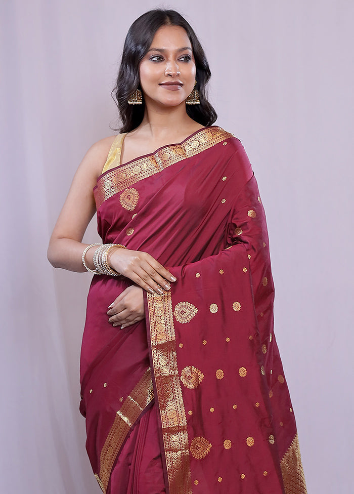 Purple Kanjivaram Silk Saree With Blouse Piece - Indian Silk House Agencies