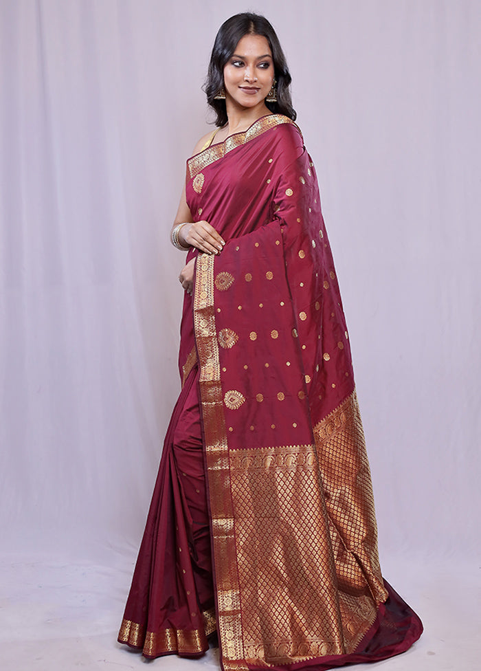 Purple Kanjivaram Silk Saree With Blouse Piece - Indian Silk House Agencies