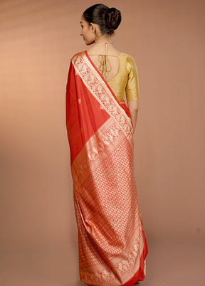 Red Kanjivaram Silk Saree With Blouse Piece