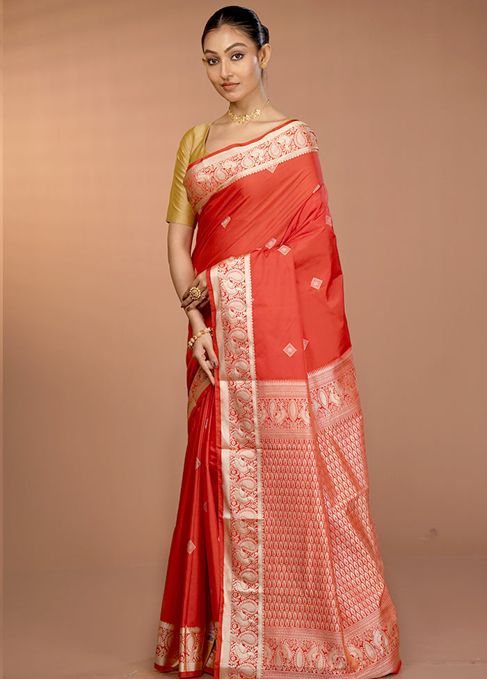 Red Kanjivaram Silk Saree With Blouse Piece