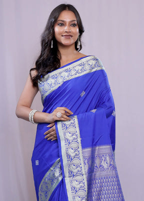 Blue Kanjivaram Silk Saree With Blouse Piece - Indian Silk House Agencies