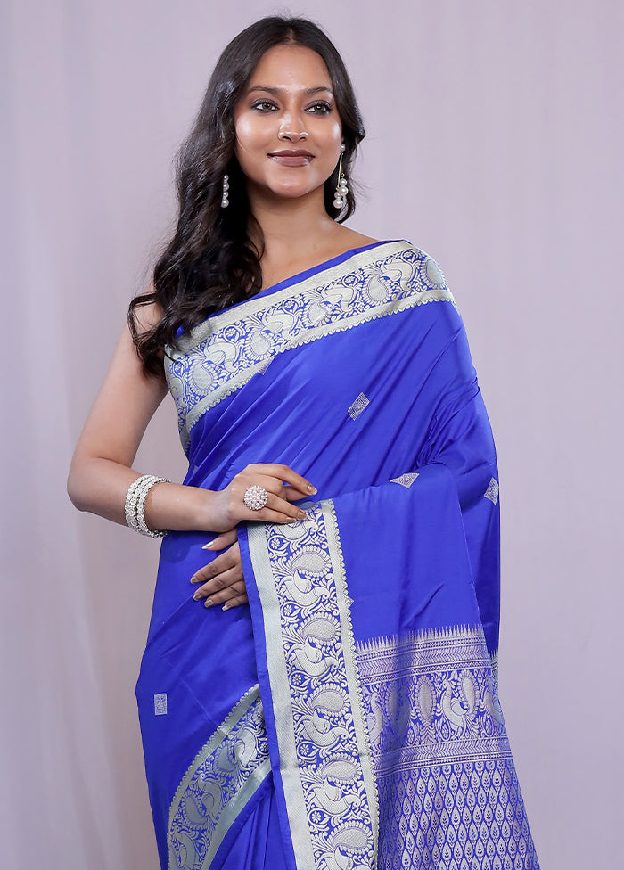 Blue Kanjivaram Silk Saree With Blouse Piece - Indian Silk House Agencies