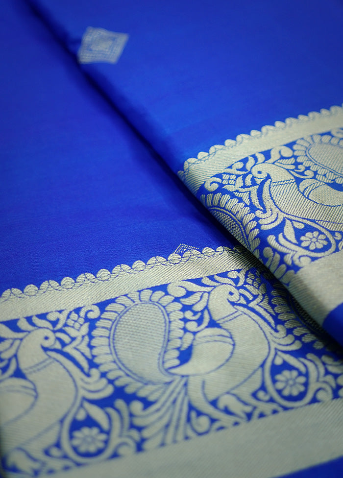 Blue Kanjivaram Silk Saree With Blouse Piece - Indian Silk House Agencies