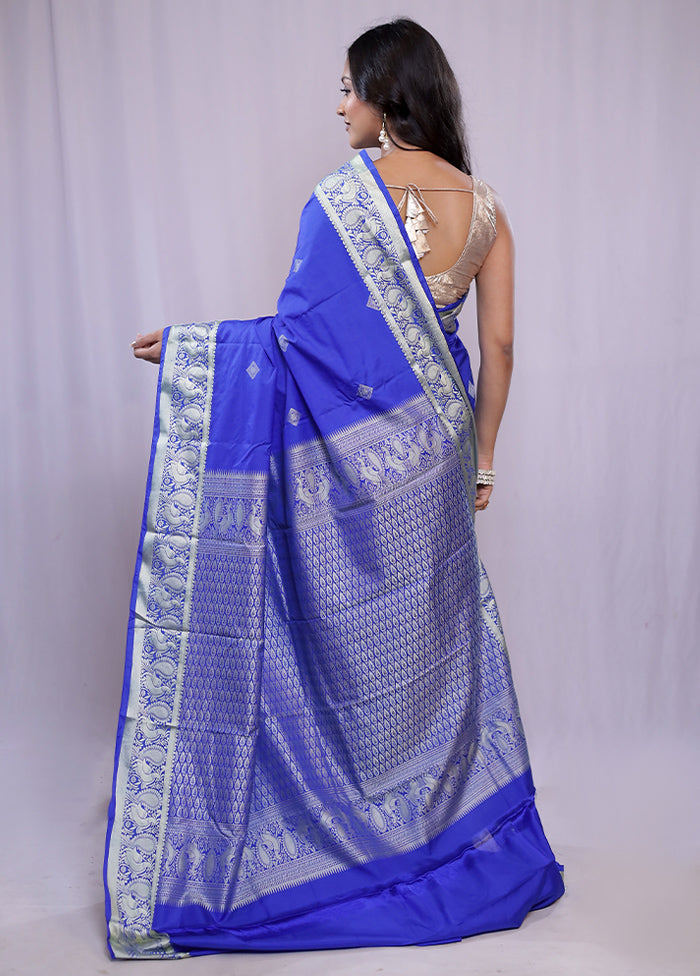 Blue Kanjivaram Silk Saree With Blouse Piece - Indian Silk House Agencies