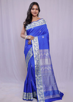 Blue Kanjivaram Silk Saree With Blouse Piece - Indian Silk House Agencies