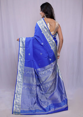 Blue Kanjivaram Silk Saree With Blouse Piece - Indian Silk House Agencies