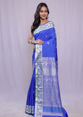 Blue Kanjivaram Silk Saree With Blouse Piece - Indian Silk House Agencies