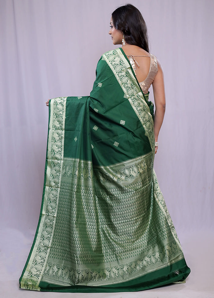 Green Kanjivaram Silk Saree With Blouse Piece - Indian Silk House Agencies