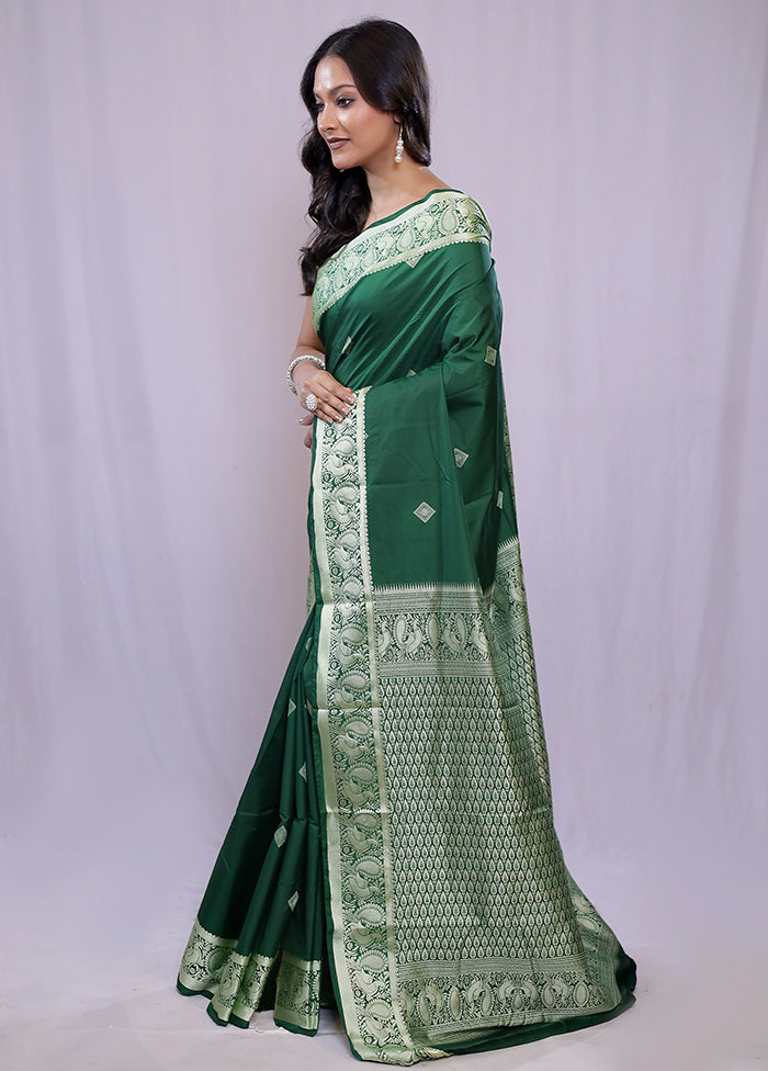 Green Kanjivaram Silk Saree With Blouse Piece - Indian Silk House Agencies