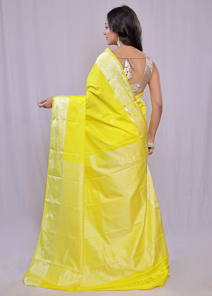 Yellow Kanjivaram Silk Saree With Blouse Piece - Indian Silk House Agencies