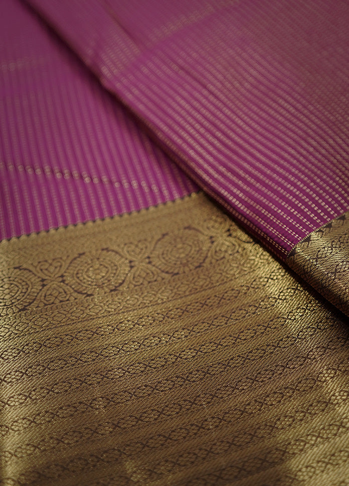 Purple Kanjivaram Silk Saree With Blouse Piece - Indian Silk House Agencies