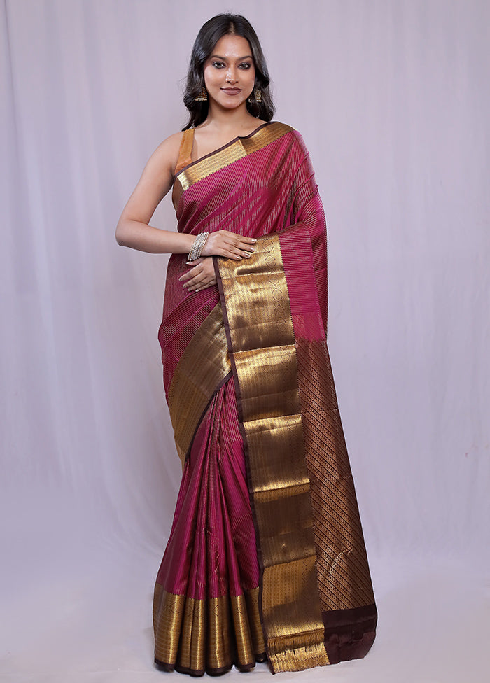 Purple Kanjivaram Silk Saree With Blouse Piece - Indian Silk House Agencies