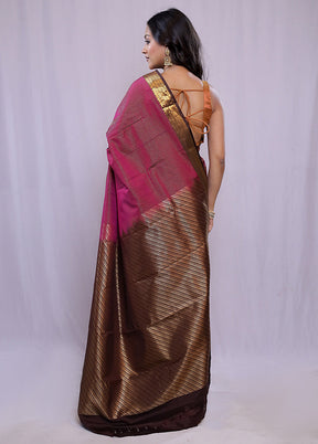 Purple Kanjivaram Silk Saree With Blouse Piece - Indian Silk House Agencies