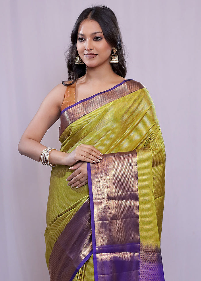 Green Kanjivaram Silk Saree With Blouse Piece - Indian Silk House Agencies