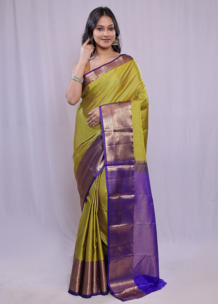 Green Kanjivaram Silk Saree With Blouse Piece - Indian Silk House Agencies