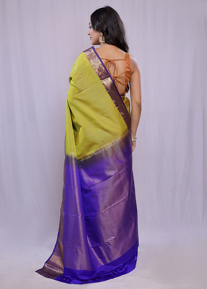 Green Kanjivaram Silk Saree With Blouse Piece - Indian Silk House Agencies