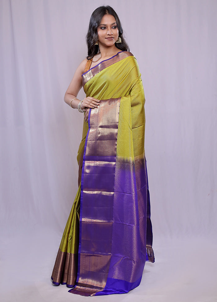 Green Kanjivaram Silk Saree With Blouse Piece - Indian Silk House Agencies