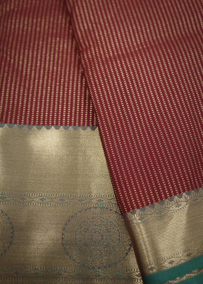 Maroon Kanjivaram Silk Saree With Blouse Piece - Indian Silk House Agencies