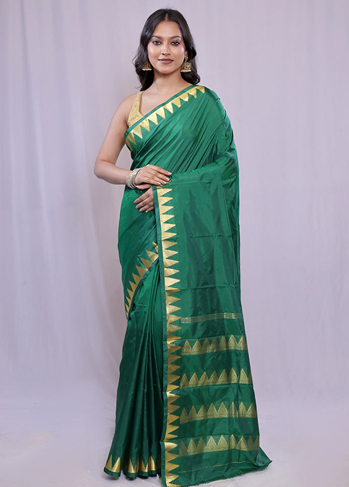 Green Kanjivaram Silk Saree With Blouse Piece - Indian Silk House Agencies