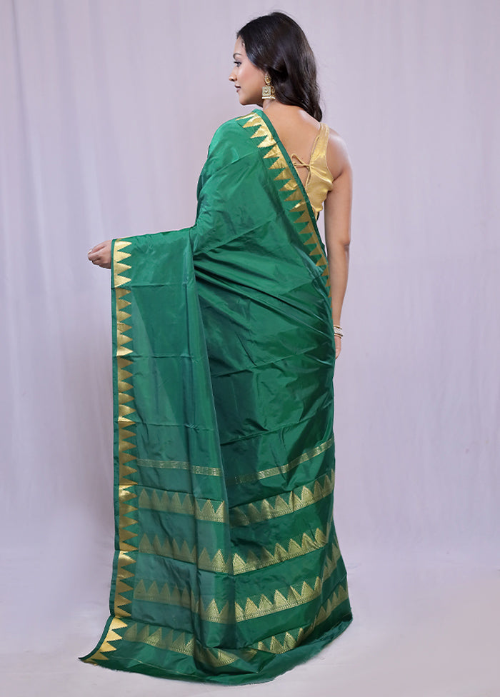 Green Kanjivaram Silk Saree With Blouse Piece - Indian Silk House Agencies