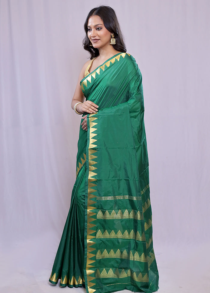 Green Kanjivaram Silk Saree With Blouse Piece - Indian Silk House Agencies