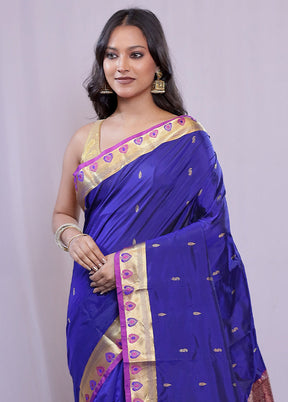 Blue Kanjivaram Silk Saree With Blouse Piece - Indian Silk House Agencies