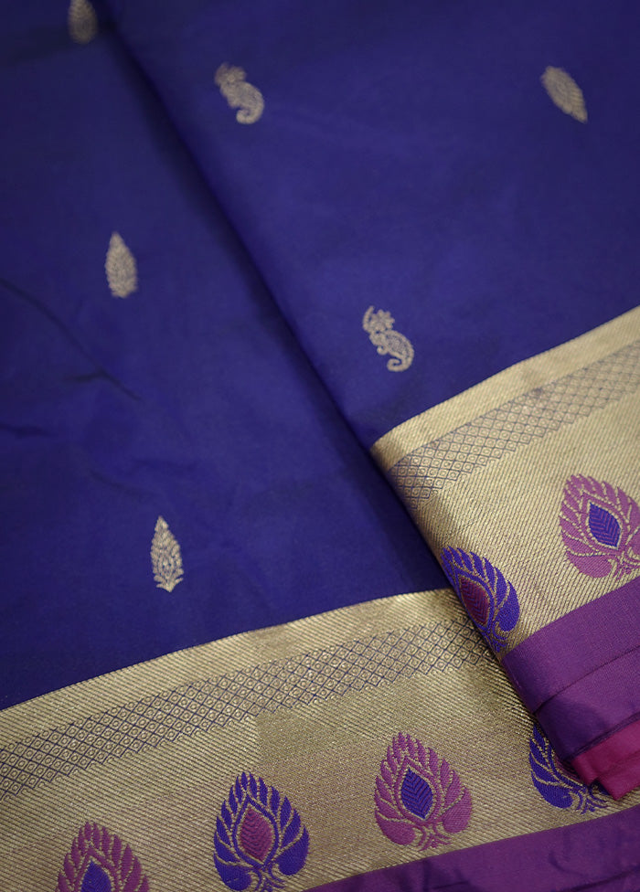 Blue Kanjivaram Silk Saree With Blouse Piece - Indian Silk House Agencies