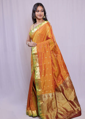 Rust Kanjivaram Silk Saree With Blouse Piece - Indian Silk House Agencies