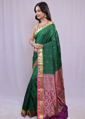 Green Kanjivaram Silk Saree With Blouse Piece - Indian Silk House Agencies