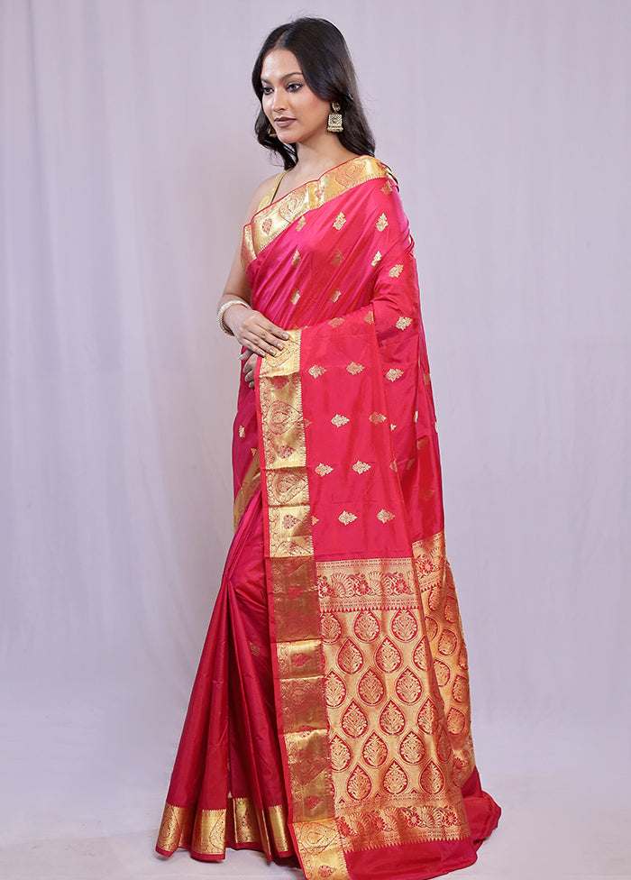 Red Kanjivaram Silk Saree With Blouse Piece - Indian Silk House Agencies