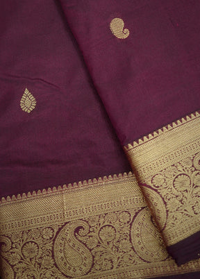 Purple Kanjivaram Silk Saree With Blouse Piece - Indian Silk House Agencies