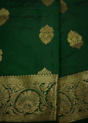 Green Kanjivaram Silk Saree With Blouse Piece - Indian Silk House Agencies