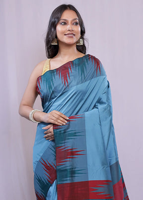 Blue Kanjivaram Silk Saree With Blouse Piece - Indian Silk House Agencies