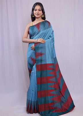 Blue Kanjivaram Silk Saree With Blouse Piece - Indian Silk House Agencies