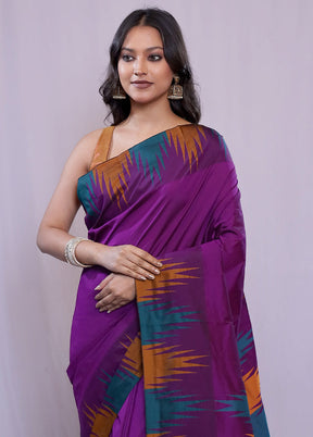 Purple Kanjivaram Silk Saree With Blouse Piece - Indian Silk House Agencies