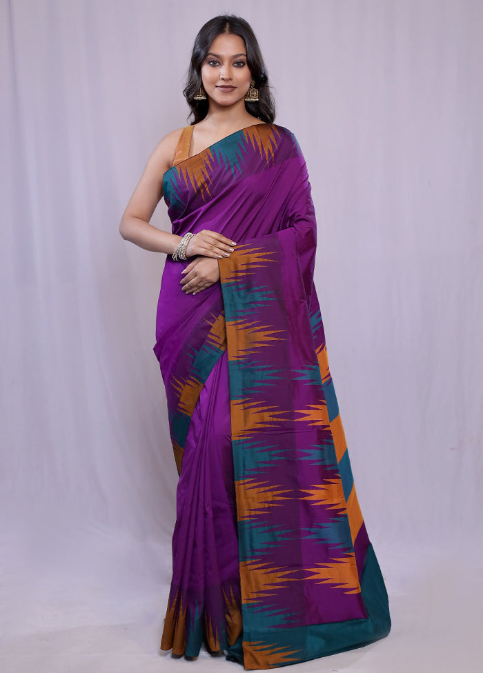 Purple Kanjivaram Silk Saree With Blouse Piece - Indian Silk House Agencies