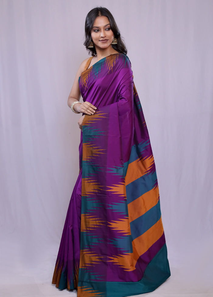 Purple Kanjivaram Silk Saree With Blouse Piece - Indian Silk House Agencies