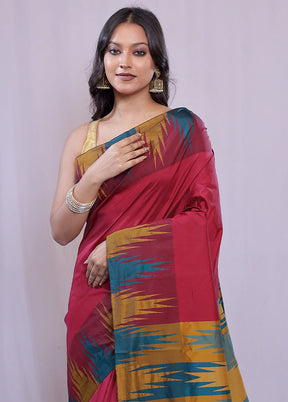 Red Kanjivaram Silk Saree With Blouse Piece - Indian Silk House Agencies