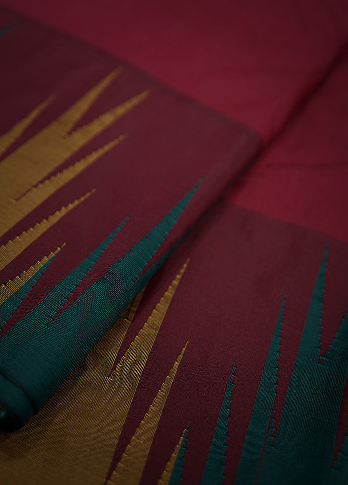 Red Kanjivaram Silk Saree With Blouse Piece - Indian Silk House Agencies