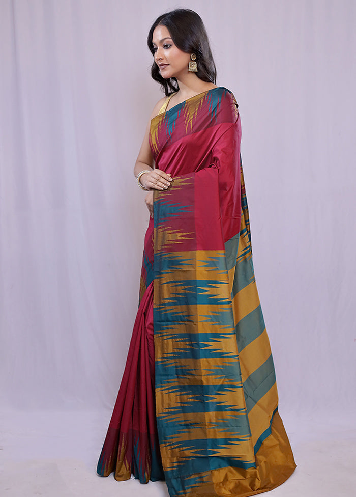 Red Kanjivaram Silk Saree With Blouse Piece - Indian Silk House Agencies